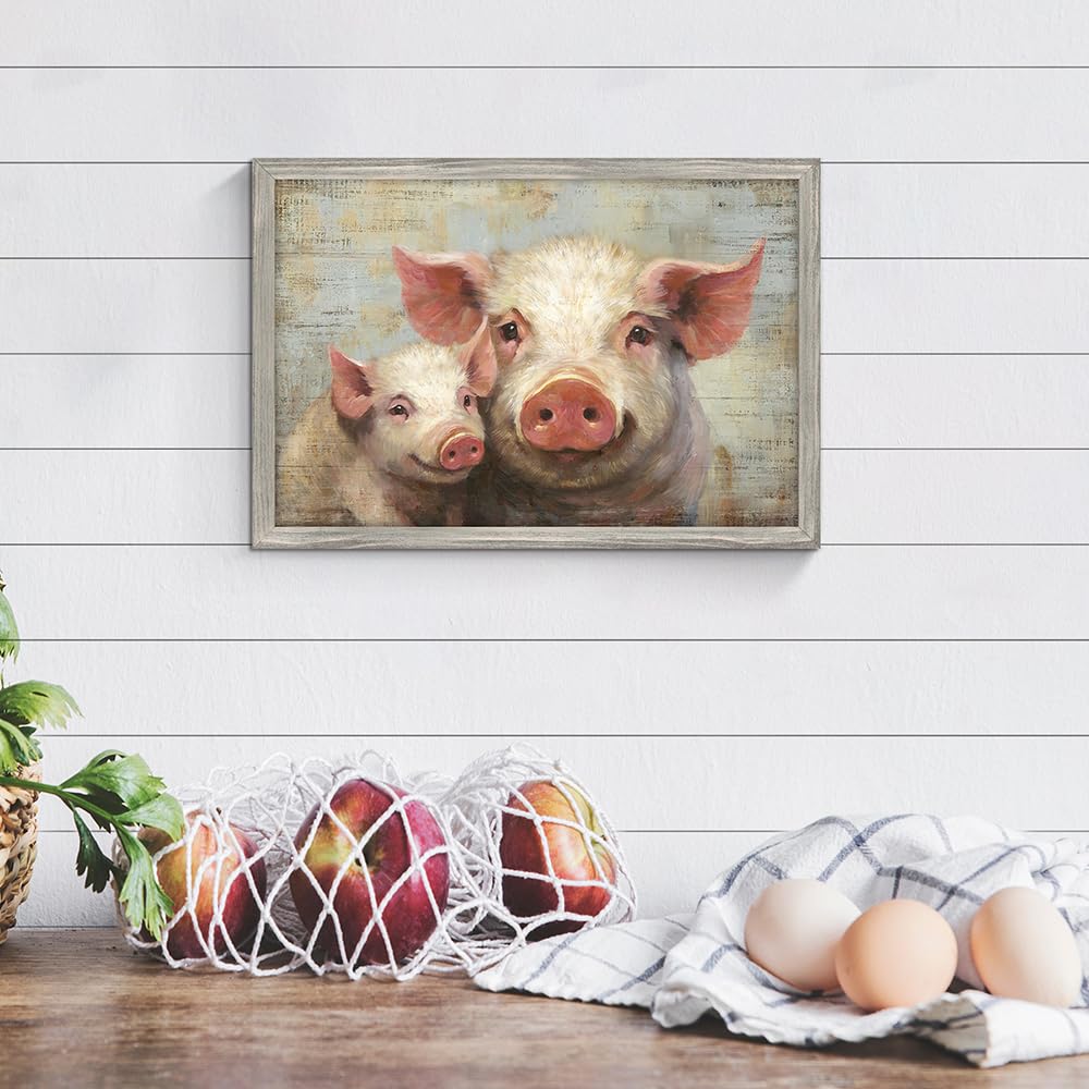Amazon.com: Farm Pig Wooden Framed Decor: Rustic Farmhouse